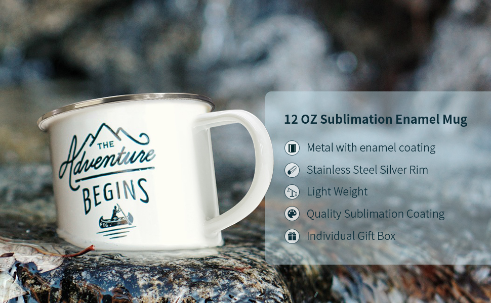 12 OZ Sublimation Blanks Enamel Mug smáatriei g