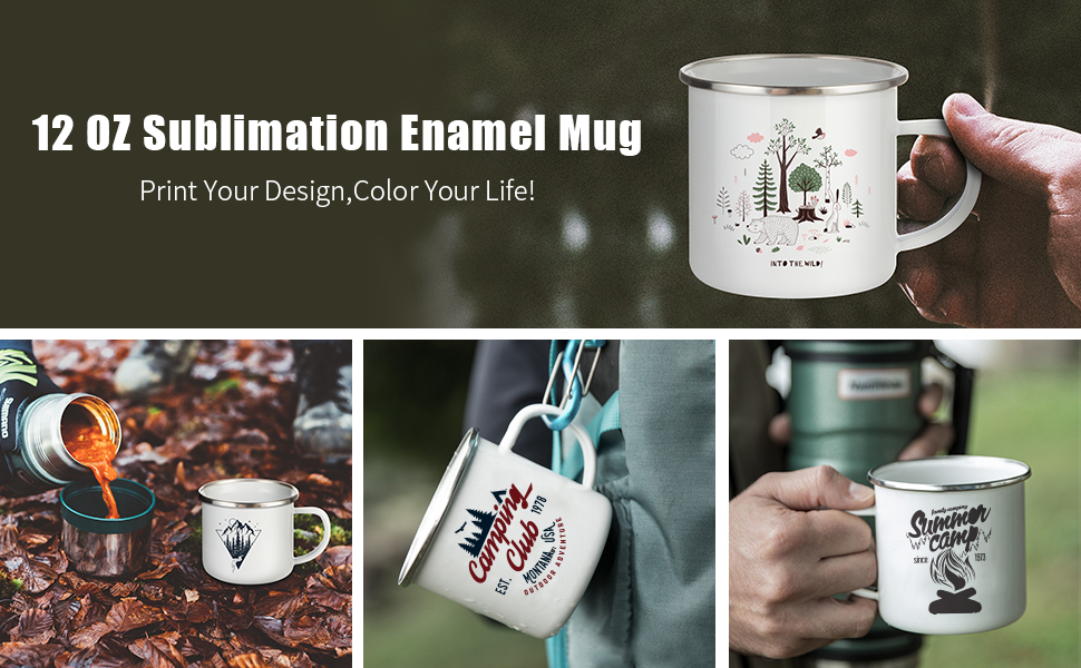 12 OZ Sublimation Blanks Enamel Mug smáatriei g