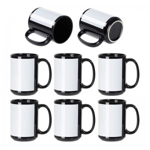 15 oz sublimation kaffik?nnur Blankar Svartir mee hvítum plástri keramik ljósmyndum bolla lausu lausu