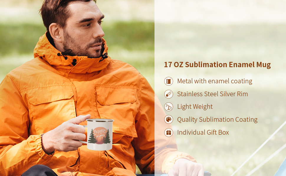 17 OZ Sublimation Blanks Emaljekrus Hvid detalje g