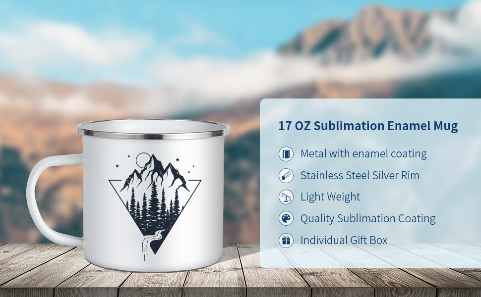 17 OZ Sublimation Blanks Enamel Mug smáatriei g