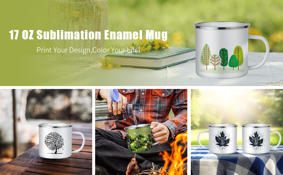 17 OZ Sublimation Blanks Enamel Mug smáatriei g