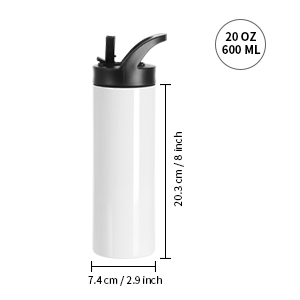 Copo de sublima??o de 20 oz com detalhe de canudo g