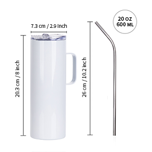 20 OZ White Mugs with Handle detail g