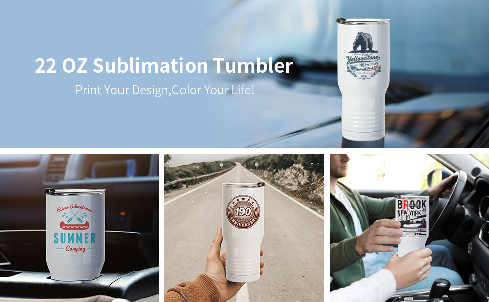 22 OZ Caddaan Sublimation Tumbler Koobabka Baabuurka tafatiran g