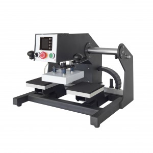 Tv?faldur st?e 15x15cm hitapressu Pneumatic Heat Press Machine fyrir merkimiea