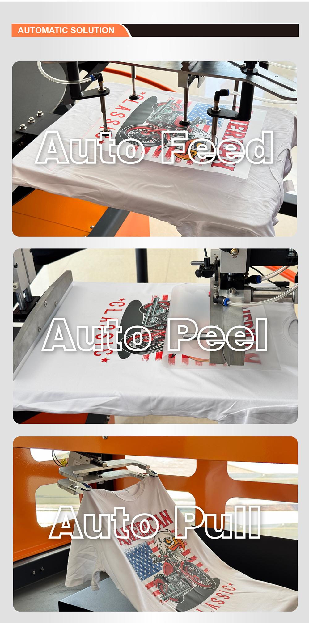 Auto Peel Heat Press Machine 
Auto Feed Heat Press Machine 
Auto Pull Heat Press Machine
Máquina de Prensa Térmica com Descolamento Automático
Máquina de Prensa Térmica com Alimenta??o Automática
Máquina de Prensa Térmica com Retra??o Automática
Prensa térmica de despegado automático
Prensa térmica de alimentación automática
Prensa térmica de tracción automática