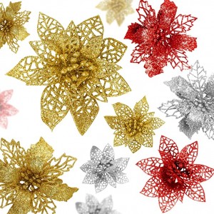 Poinsettia Цвет вештачки точкитити Божи?ни украси С?а?ни Поинсетии Божи?ни украси