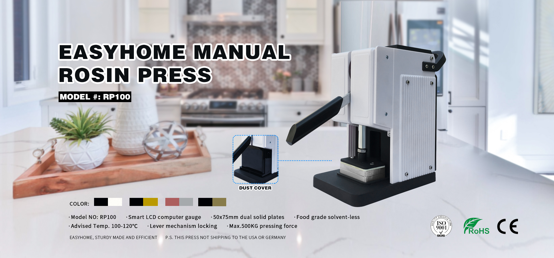 Eprepresso Mini Rosin Press (Moodel # RP100) Buug-gacmeedka Isticmaalaha