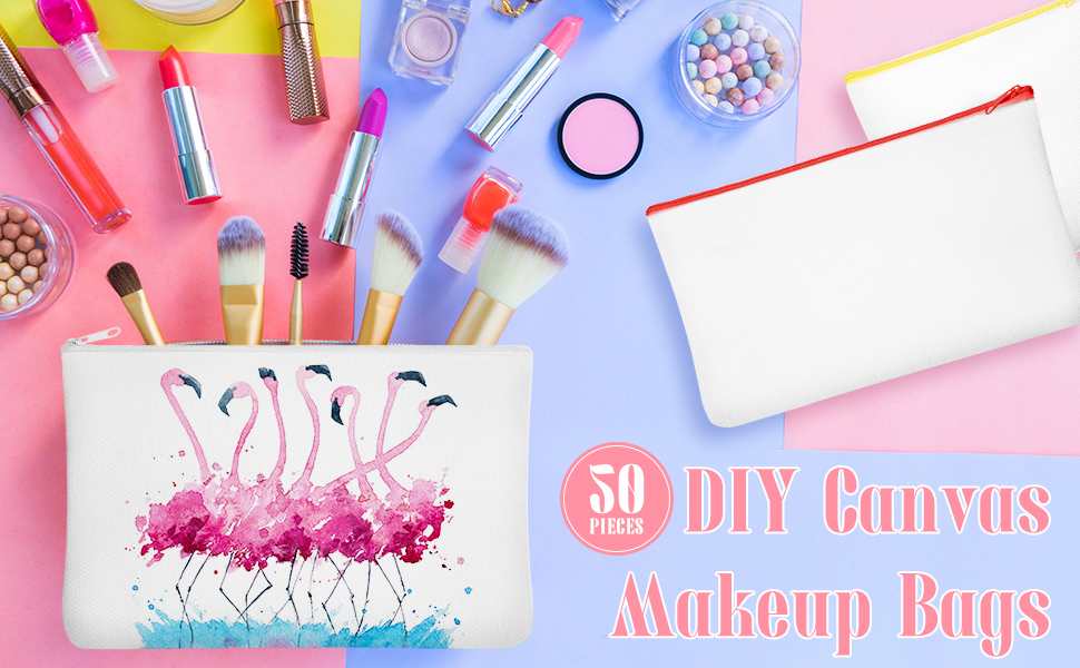 Sublimation Blank Canvas Makeup Bags