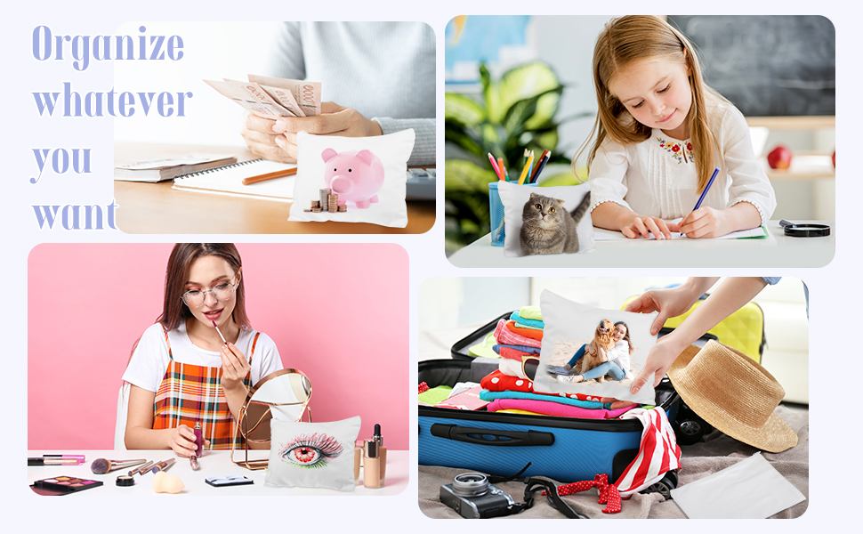 Sublimation Blank Canvas Makeup Bags