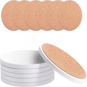 Sublimation Blanks Coaster fyrir drykki, frásogandi keramik steinastofu sett mee korkbakpúeum