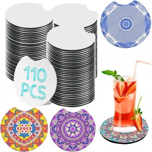 Sublimation Blanks Cup Coasters, 2,76 tommu hringlaga opnun auea sublimation coaster fyrir DIY Coasters Crafts
