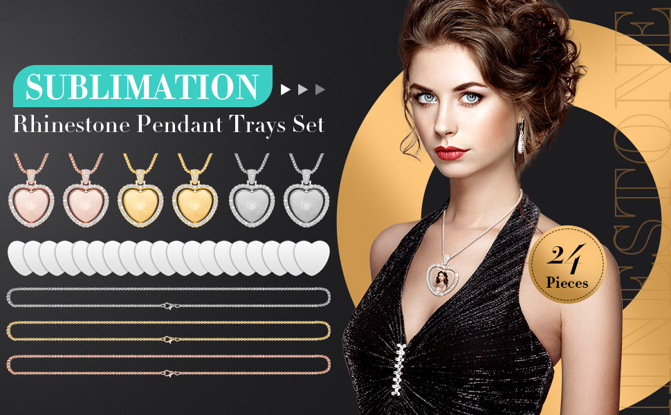 Sublimation Rhinestone Trays Pendant Set detail